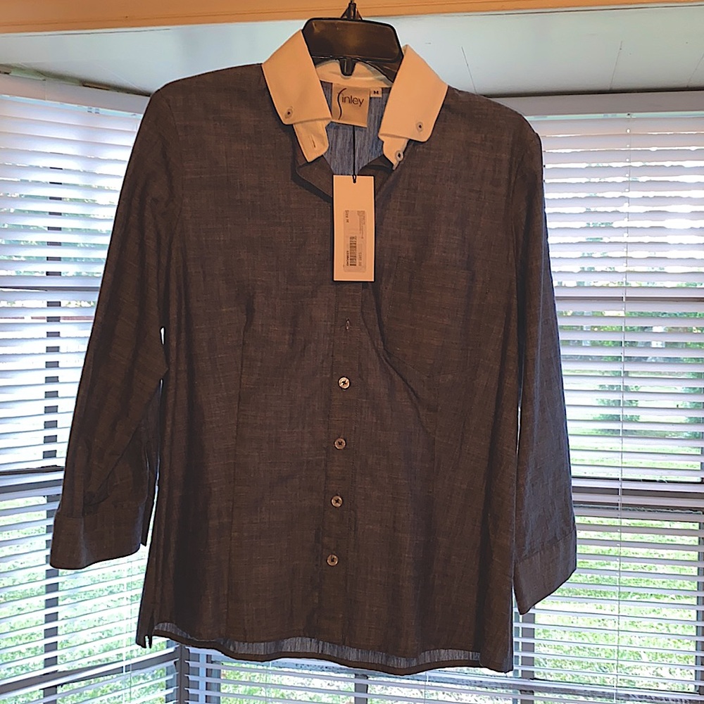 Finley Jean shirt with white collar